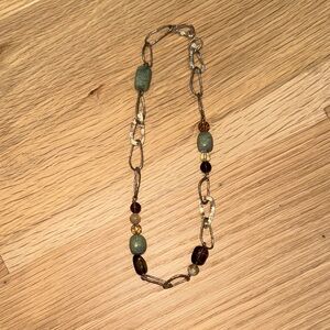 Silpada sterling silver natural stone necklace jade Smokey quartz citrine N218